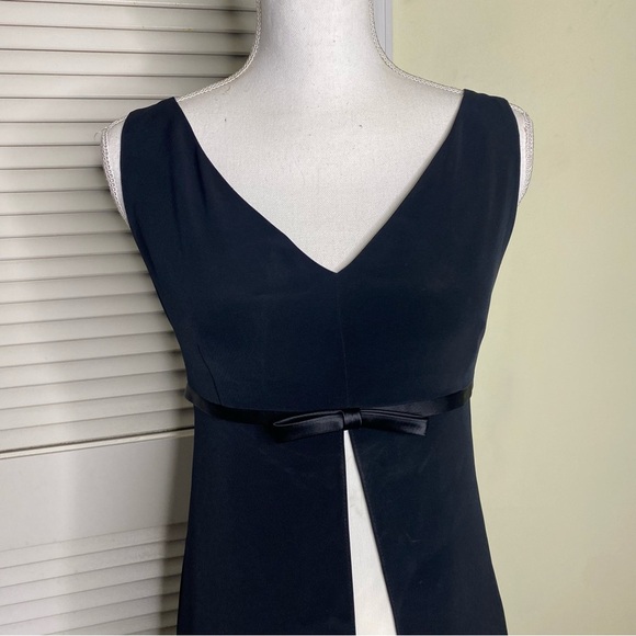 JONES NY Size 10 Dress elegant Cocktail Black V-Neck Embroidered Vintage Women - Picture 3 of 11